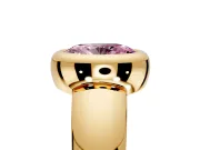 Solitaire Engagement Ring Setting for Fancy Pink Oval Center with Wide Band and Bezel Head in Yellow Gold
