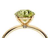 Solitaire Engagement Ring Setting for Fancy Yellow Round Cut Center with Straight Thin Band and Prong Head in Yellow Gold