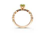 Solitaire Engagement Ring Setting for Fancy Yellow Emerald Cut Center with Beaded Bezel Station Band and Prong Head in Rose Gold