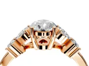 Floral Engagement Ring Setting for Pear-Shaped Center with Marquise Cluster Shoulders and Prong Head in Rose Gold
