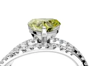 Solitaire Engagement Ring Setting for Fancy Yellow Heart-Shaped Center with Woven 3-Strand Pave Band and Prong Head in Sterling Silver