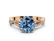 Solitaire Engagement Ring Setting for Fancy Blue Round Cut Center with Twisted Pave Split Shank and Prong Head in Rose Gold
