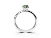Solitaire Engagement Ring Setting for Fancy Green Pear-Shaped Center with Scrollwork Band and Prong Head in White Gold
