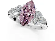 Cluster Engagement Ring Setting for Fancy Pink Marquise Center with Round Cut Accent Frame and Prong Head in Platinum