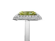 Halo Engagement Ring Setting for Fancy Yellow Emerald Cut Center with Plain Tapered Band and Prong Head in Platinum