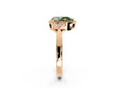 Cluster Engagement Ring Setting for Fancy Green Pear-Shaped Center with Milgrain Shoulder Clusters and Prong Head in Rose Gold