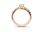 Cluster Engagement Ring Setting for Pear-Shaped Center with Round Cut Accent Band and Prong Head in Rose Gold