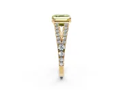 Solitaire Engagement Ring Setting for Fancy Yellow Asscher Cut Center with Pave Split Shank and Prong Head in Yellow Gold