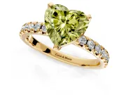 Solitaire Engagement Ring Setting for Fancy Yellow Heart-Shaped Center with Large Accents and Prong Head in Yellow Gold