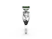 Solitaire Engagement Ring Setting for Fancy Green Emerald Cut Center with Criss-Cross Accent Band and Prong Head in Platinum
