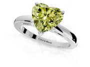 Solitaire Engagement Ring Setting for Fancy Yellow Heart-Shaped Center with Basket Rail and Prong Head in Sterling Silver