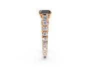 Solitaire Engagement Ring Setting for Fancy Black Asscher Cut Center with Pave Cathedral Shoulders and Prong Head in Rose Gold