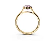 Solitaire Engagement Ring Setting for Fancy Pink Oval Center with V Split Shank and Bezel Head in Yellow Gold