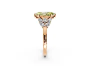 Leaf Cluster Engagement Ring Setting for Fancy Yellow Marquise Center with Marquise Accents and Prong Head in Rose Gold