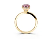 Solitaire Engagement Ring Setting for Fancy Pink Round Cut Center with Fine Wire Band and Prong Head in Yellow Gold