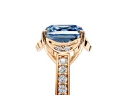 Floral Engagement Ring Setting for Fancy Blue Asscher Cut Center with Four Accent Clusters and Prong Head in Rose Gold