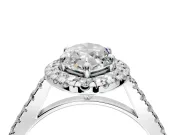 Halo Engagement Ring Setting for Marquise Center with Narrowing Pave Band and Prong Head in Platinum