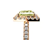 Pave Halo Engagement Ring Setting for Fancy Yellow Princess Cut Center with Single Row Pave Band and Prong Head in Rose Gold