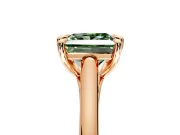 Solitaire Engagement Ring Setting for Fancy Green Princess Cut Center with Cathedral Band and Prong Head in Rose Gold