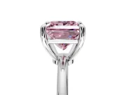 Minimalist Solitaire Engagement Ring Setting for Fancy Pink Princess Cut Center with Thin Band and Prong Head in Sterling Silver