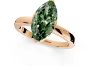 Solitaire Engagement Ring Setting for Fancy Green Marquise Center with Plain Band and Flat Tab Prong Head in Rose Gold