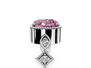 Milgrain Bezel Engagement Ring Setting for Fancy Pink Cushion Cut Center with Marquise Stations and Bezel Head in White Gold