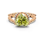 Halo Engagement Ring Setting for Fancy Yellow Heart-Shaped Center with Rope Twist Split Shank and Prong Head in Rose Gold