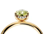 Hidden Halo Engagement Ring Setting for Fancy Yellow Pear-Shaped Center with Thin Round-Wire Band and Prong Head in Yellow Gold