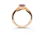 Solitaire Engagement Ring Setting for Fancy Pink Emerald Cut Center with Reverse Tapered Band and Prong Head in Rose Gold