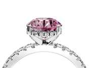 Solitaire Engagement Ring Setting for Fancy Pink Round Cut Center with Band of Accents and Prong Head in Platinum