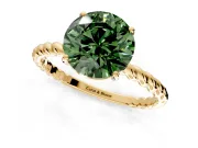 Solitaire Engagement Ring Setting for Fancy Green Round Cut Center with Plain Twisted Rope Band and Prong Head in Yellow Gold
