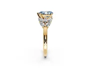Leaf Cluster Engagement Ring Setting for Fancy Blue Pear-Shaped Center with Marquise Accents and Prong Head in Yellow Gold