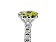 Solitaire Engagement Ring Setting for Fancy Yellow Oval Center with Single Row Accent Band and Prong Head in Sterling Silver
