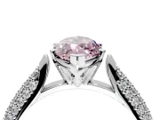 Solitaire Engagement Ring Setting for Fancy Pink Marquise Center with Multi-Row Accents and Prong Head in Sterling Silver