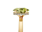 Hidden Halo Engagement Ring Setting for Fancy Yellow Oval Center with Plain Band and Tall Prong Head in Yellow Gold