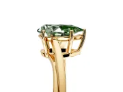 Solitaire Engagement Ring Setting for Fancy Green Pear-Shaped Center with Plain Bypass Twist Band and Prong Head in Yellow Gold