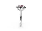 Starburst Halo Engagement Ring Setting for Fancy Pink Pear-Shaped Center with Thin Round-Wire Band and Prong Head in White Gold