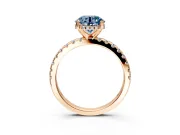 Solitaire Engagement Ring Setting for Fancy Blue Round Cut Center with Band of Accents and Prong Head in Rose Gold