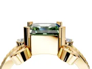 Solitaire Engagement Ring Setting for Fancy Green Asscher Cut Center with Twisted Band and Scroll Prong Head in Yellow Gold
