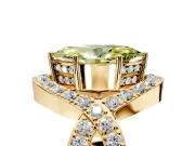 Halo Engagement Ring Setting for Fancy Yellow Marquise Center with Pave Infinity Twist Band and Prong Head in Yellow Gold
