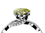 Solitaire Engagement Ring Setting for Fancy Yellow Heart-Shaped Center with Narrow Twist Pave Band and Prong Head in Platinum