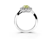 Starburst Halo Engagement Ring Setting for Fancy Yellow Oval Center with Flat Cathedral Band and Prong Head in Platinum