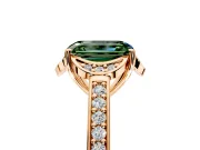 Floral Engagement Ring Setting for Fancy Green Emerald Cut Center with Four Accent Clusters and Prong Head in Rose Gold