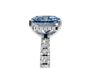 Solitaire Engagement Ring Setting for Fancy Blue Radiant Cut Center with Band of Accents and Prong Head in Platinum