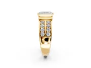 Bezel Engagement Ring Setting for Radiant Cut Center with Wide Channel-Set Band and Bezel Head in Yellow Gold