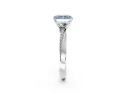 Side Accent Engagement Ring Setting for Fancy Blue Radiant Cut Center with Accent Shoulders and Prong Head in Sterling Silver