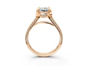 Solitaire Engagement Ring Setting for Radiant Cut Center with Accented Split Shank and Prong Head in Rose Gold