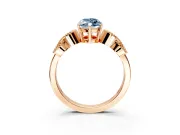 Leaf Engagement Ring Setting for Fancy Blue Marquise Center with Milgrain Accent Band and Prong Head in Rose Gold