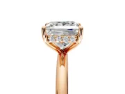 Hidden Halo Engagement Ring Setting for Princess Cut Center with Thin Rounded Band and Prong Head in Rose Gold