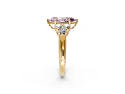 Cluster Engagement Ring Setting for Fancy Pink Marquise Center with Round Cut Accent Frame and Prong Head in Yellow Gold